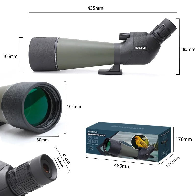 🌿🌄 20-60x80 Spotting Scope with Tripod | BAK4 HD Waterproof for Bird Watching & Wildlife Observation | Phone Holder + Carrying Bag 🦅 #WildlifeWatching #OutdoorGear 🌿🌄 20-60x80 Spotting Scope with Tripod | BAK4 HD Waterproof for Bird Watching & Wildlife Observation | Phone Holder + Carrying Bag 🦅 #WildlifeWatching #OutdoorGear